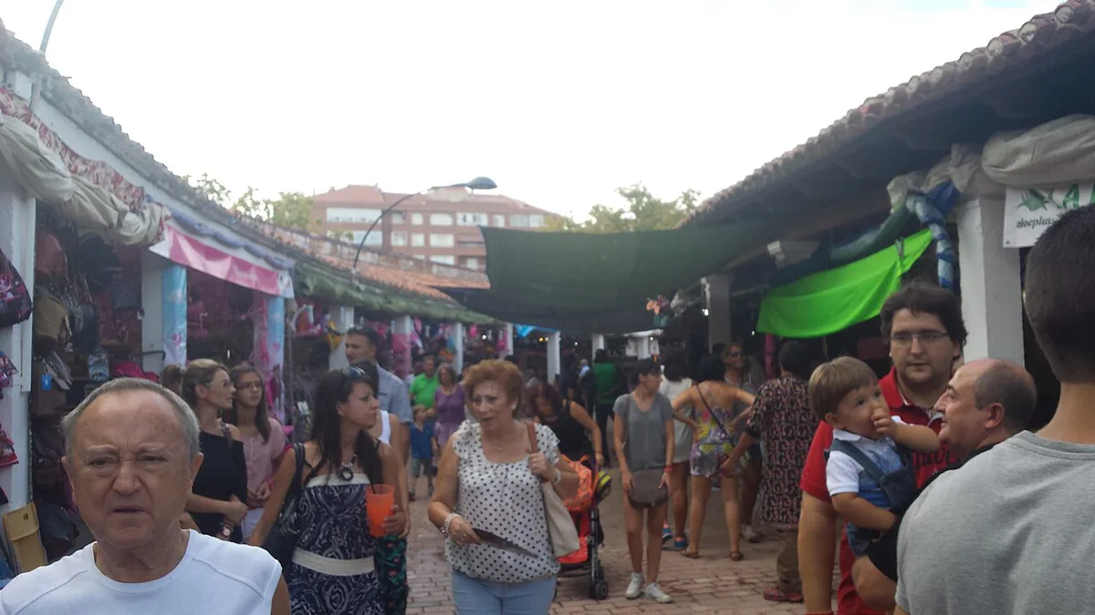 Recinto Ferial fairground lights at Feria de Albacete, Spain — 1